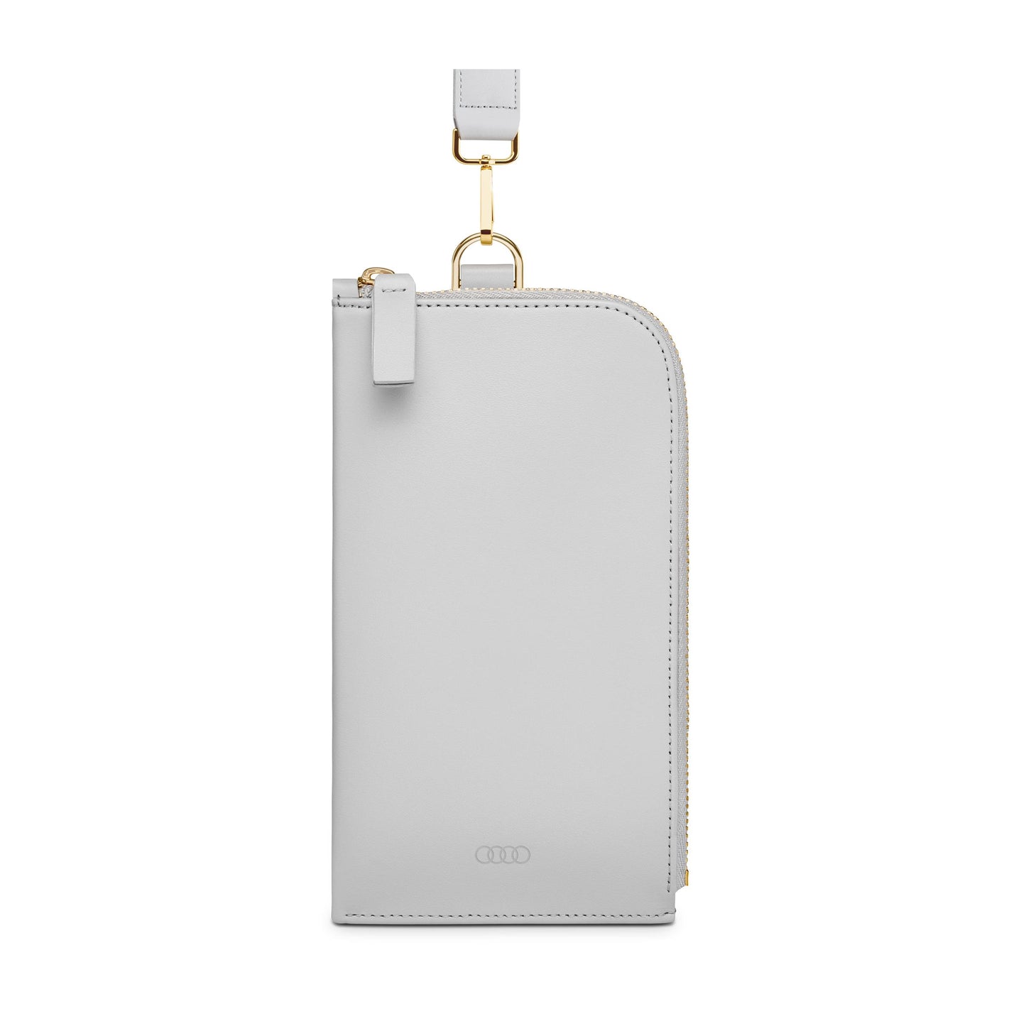 Phone pouch leather, women, grey