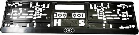 Number plate holder with Audi rings